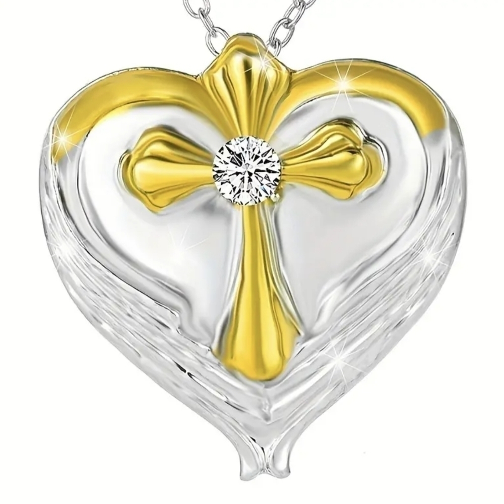 New Exquisite Feminine Creative Cute Heart Cross Necklace, T5B3B